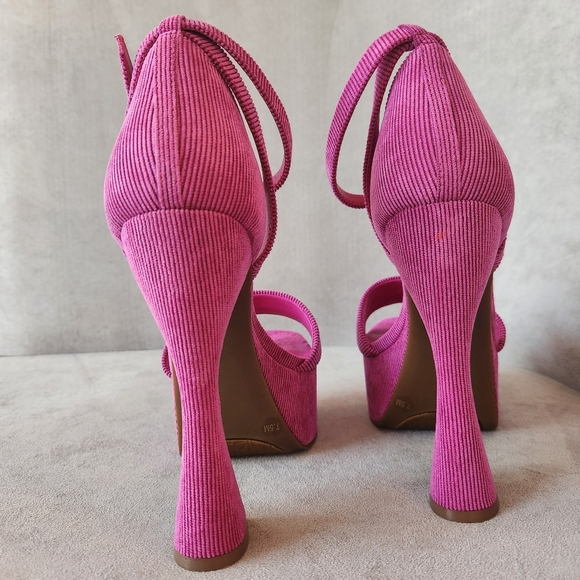 Chelsea & Violet platform sandals 7.5 pink corduroy Indi high heel Y2K new $100 - Picture 9 of 15